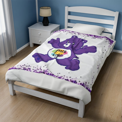 Velveteen Plush Blanket Purple Bear