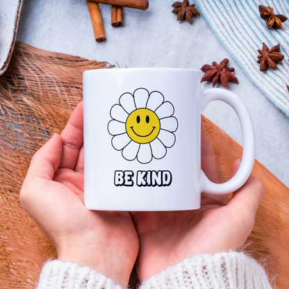 Be Kind Daisy Mug – 11 oz Ceramic Coffee & Tea Cup