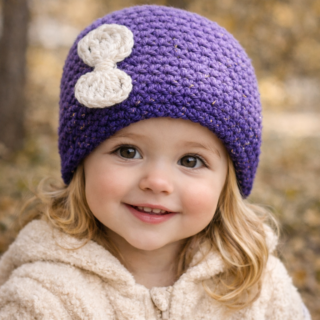 Handmade Crochet Baby Bonnet with Bow – Soft & Cozy