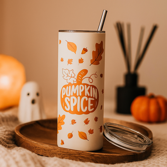 Pumpkin Spice 20oz Skinny Straight Tumbler with Lid & Straw