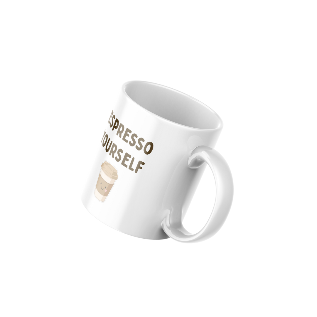 “Espresso Yourself” 11 oz Ceramic Mug – Funny Coffee Quote Gift