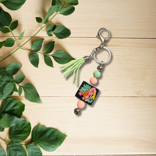 Floral Mama Tassel Keychain