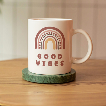 Good Vibes Rainbow Mug – 11 oz Ceramic Coffee & Tea Cup