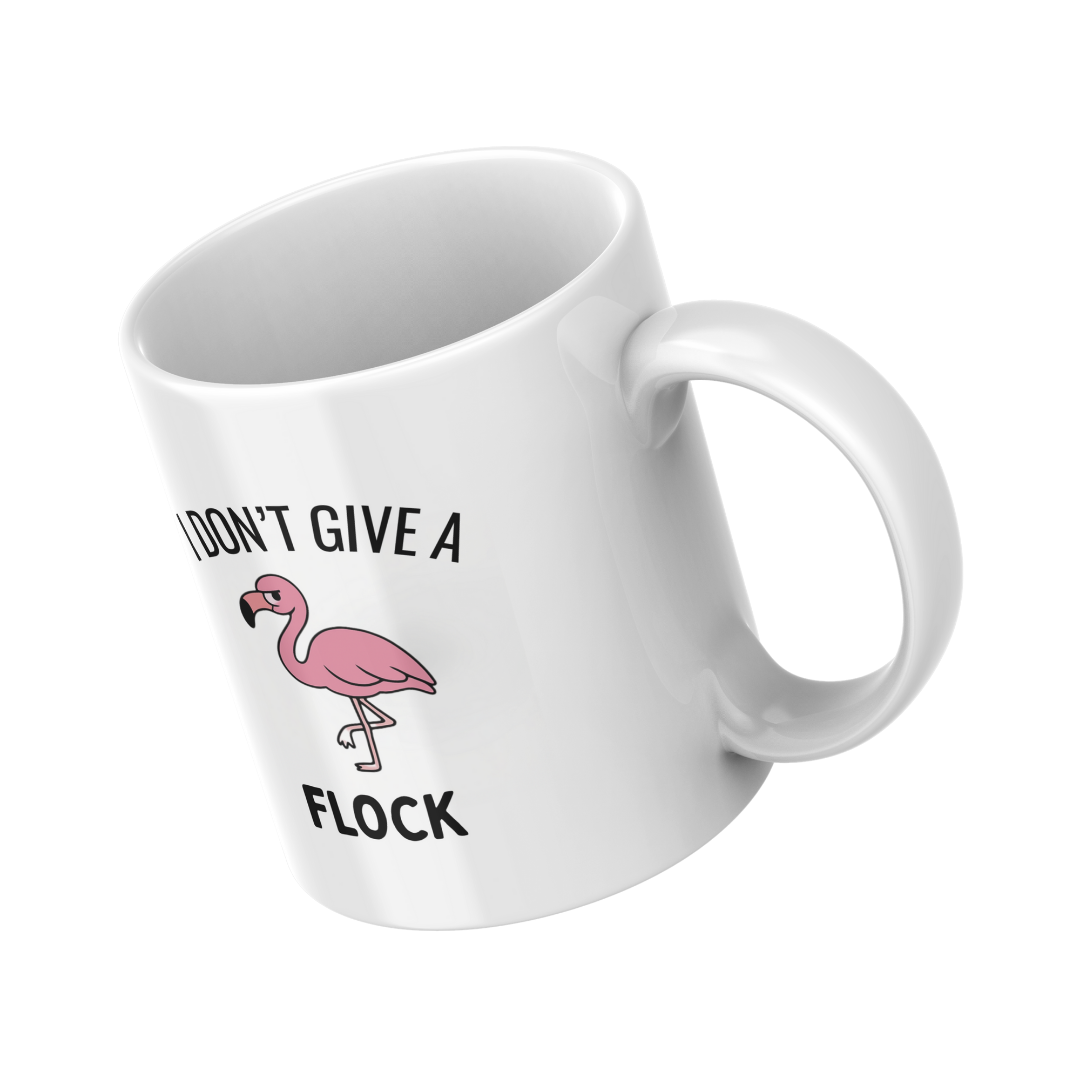 Funny Flamingo Mug – “I Don’t Give a Flock” 11oz Ceramic Coffee Cup
