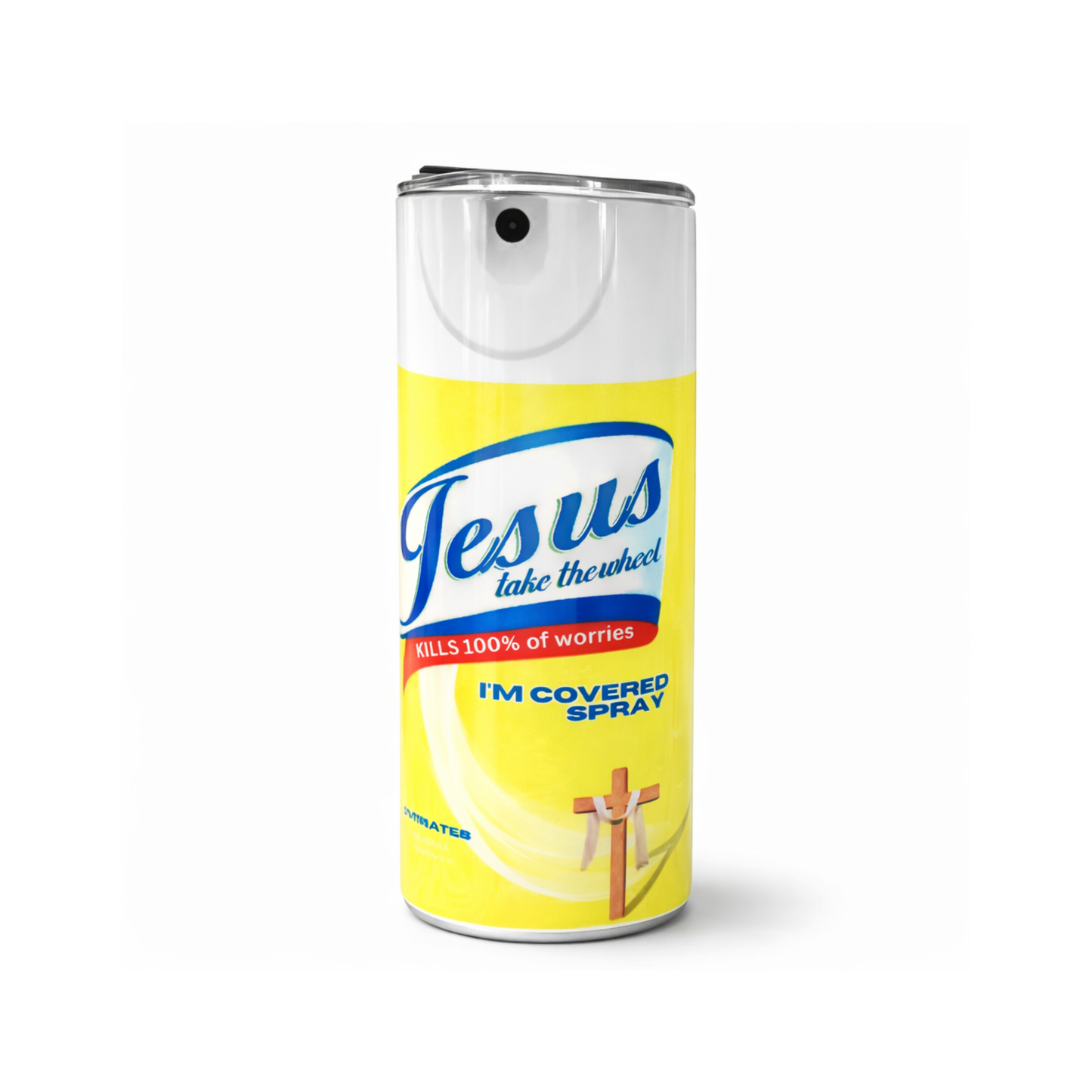 Jesus Take the Wheel faith tumbler with yellow wrap design, inspirational Christian drinkware gift