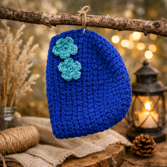 Handmade Crochet Kids Beanie with Floral