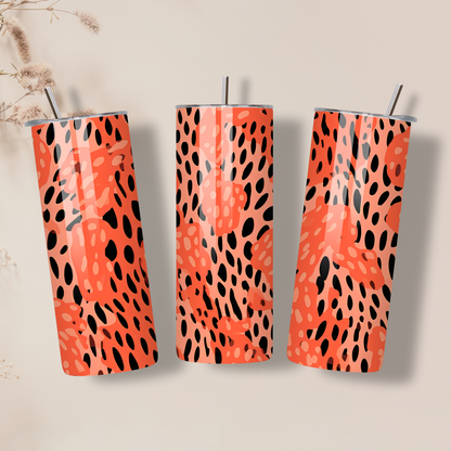 Coral Leopard Print 20oz Skinny Tumbler – Insulated Stainless Steel