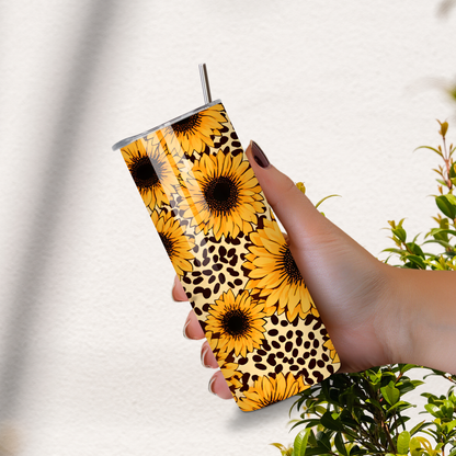Leopard Sunflower 20oz Stainless Steel Tumbler
