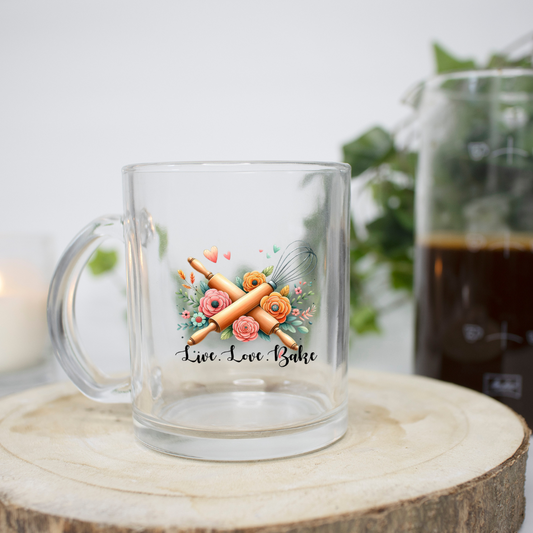 Live Love Bake 11 Ounce Clear Mug