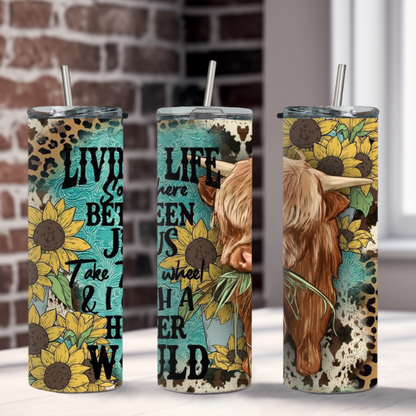 Stay hydrated and faithful with the Living Life between Jesus Tumbler. This durable and stylish tumbler is perfect for taking on the go and will keep your drink at the perfect temperature. A fun and quirky reminder to always keep Jesus by your side (and your favorite beverage too!).