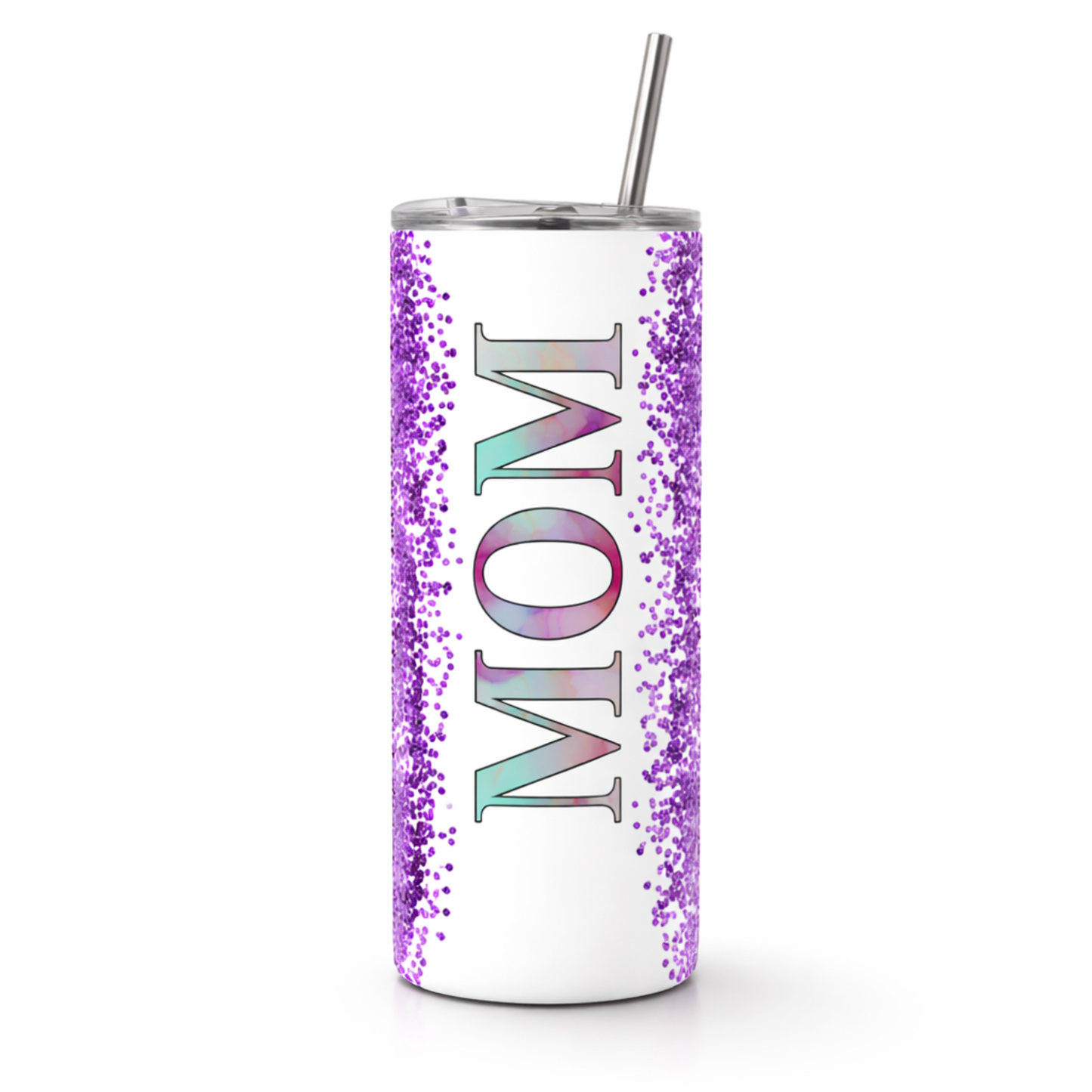 Purple Glitter Mom Tumbler 20 oz