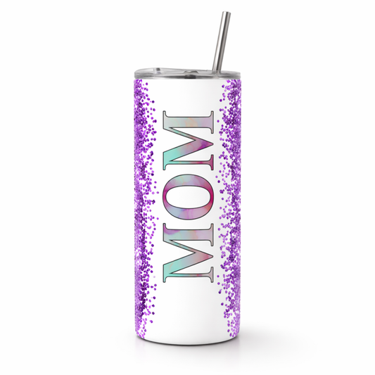 Purple Glitter Mom Tumbler 20 oz
