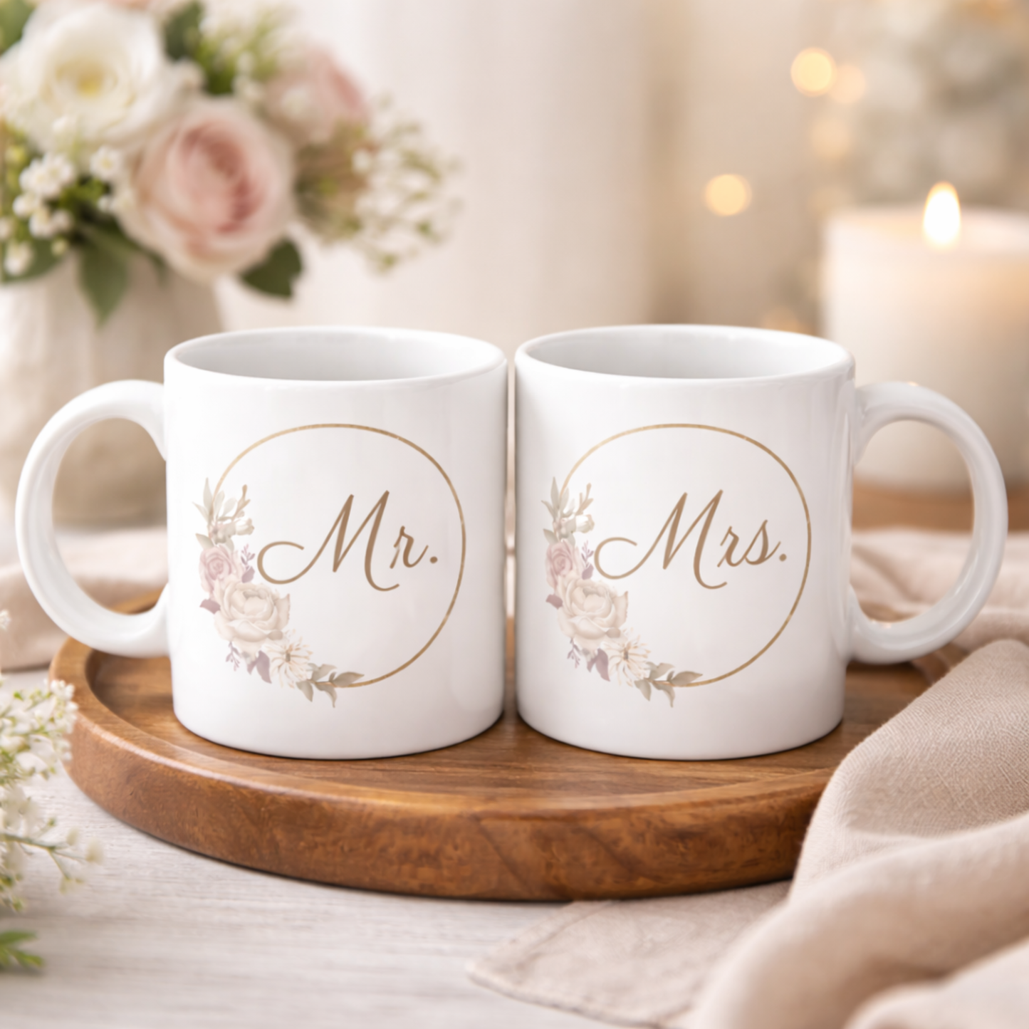 Mr. & Mrs. Ceramic Couple Mug Set – 11 oz