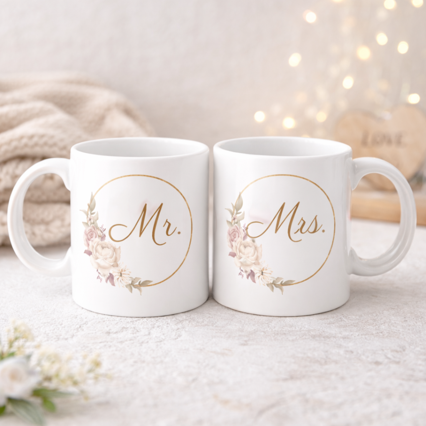 Mr. & Mrs. Ceramic Couple Mug Set – 11 oz