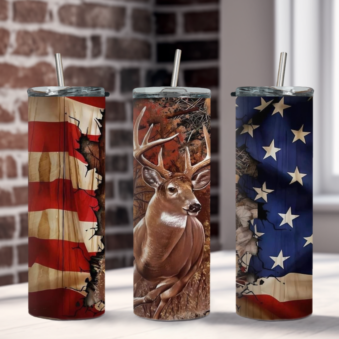 Patriotic Stag Stainless Steel Tumbler