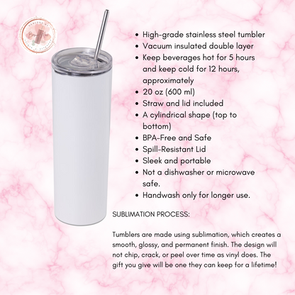Personalized Glitter Floral Tumbler – Custom Name 20oz Stainless Steel