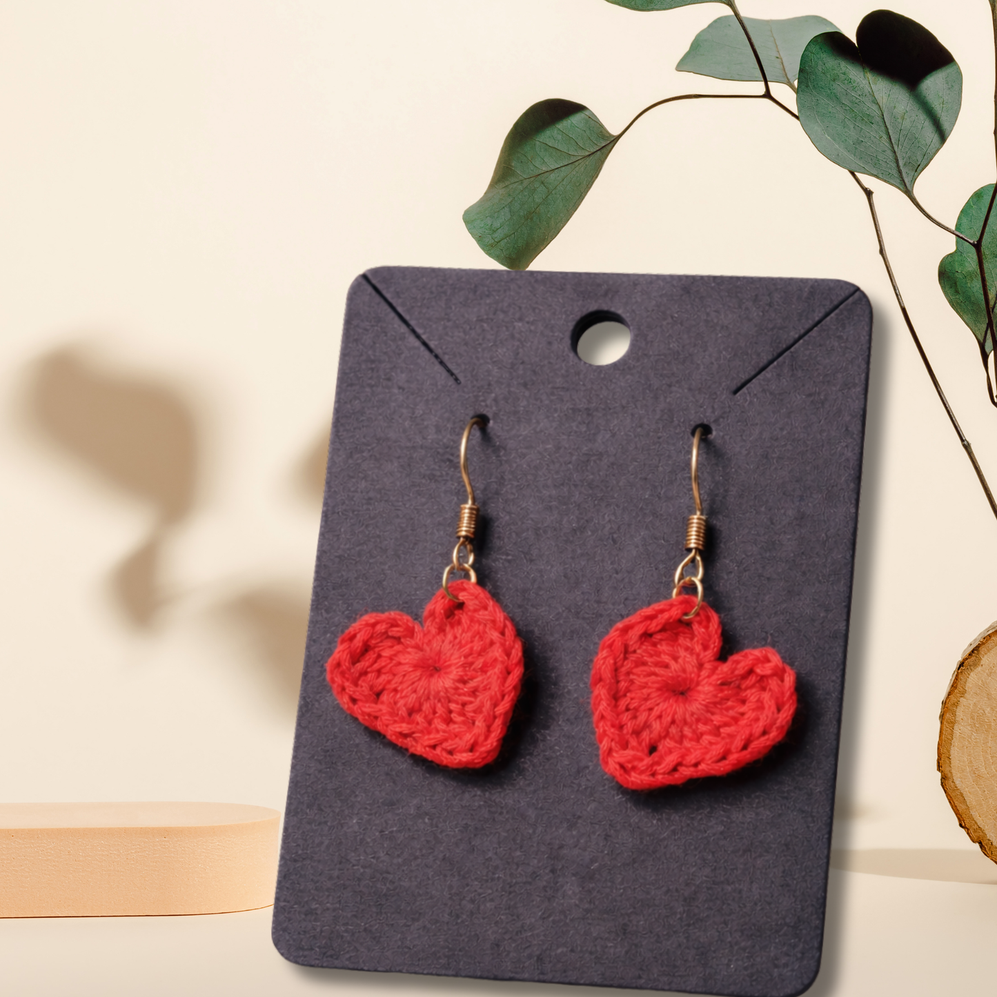 Red Crochet Heart Earrings