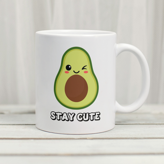 Stay Cute Avocado Mug – 11 oz Ceramic Coffee & Tea Cup