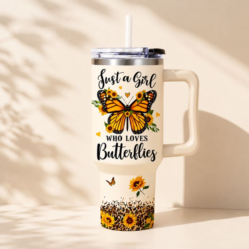 Sunflower Butterfly Tumbler –  40oz