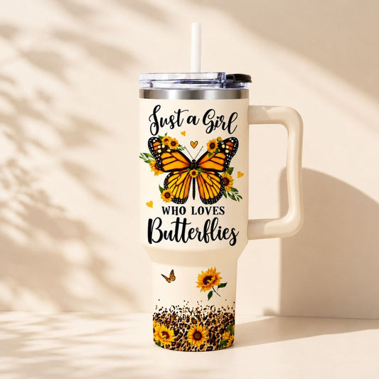 Sunflower Butterfly Tumbler –  40oz