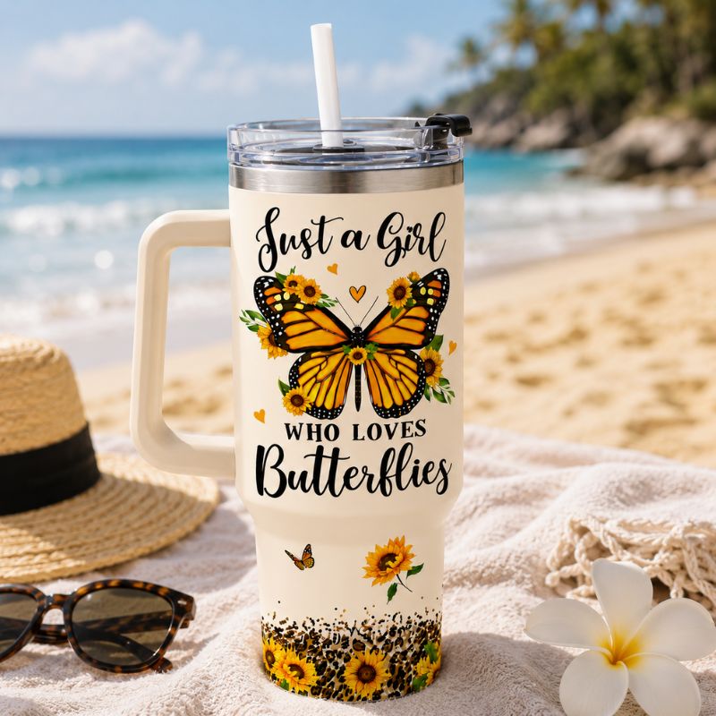 Sunflower Butterfly Tumbler –  40oz