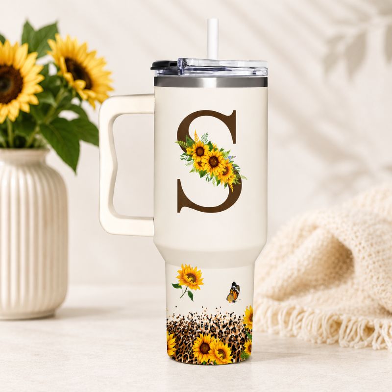 Sunflower Monogram Tumbler – 40oz