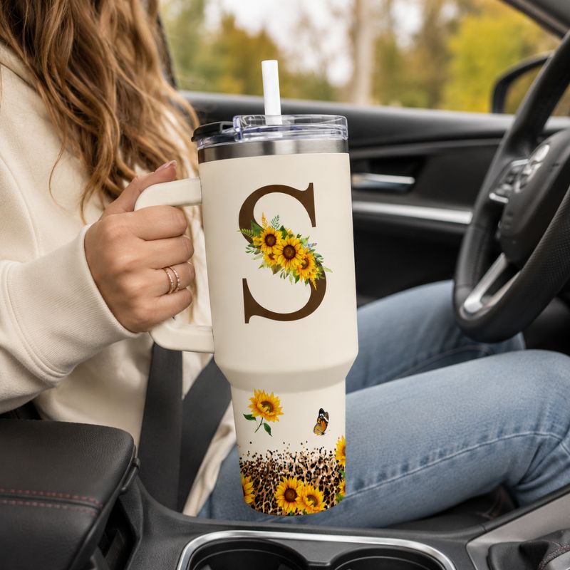 Sunflower Monogram Tumbler – 40oz