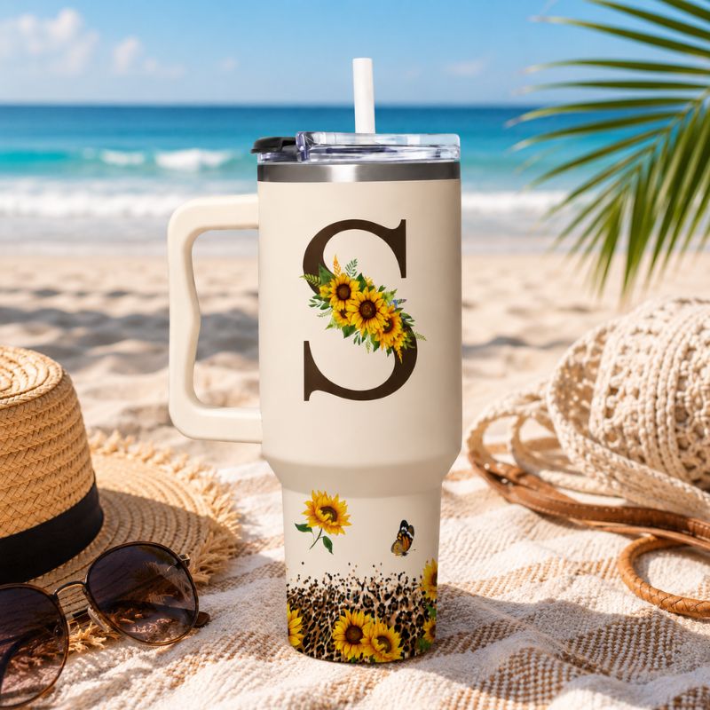 Sunflower Monogram Tumbler – 40oz
