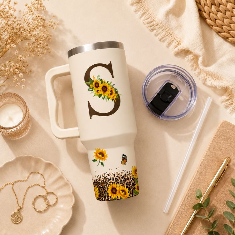 Sunflower Monogram Tumbler – 40oz