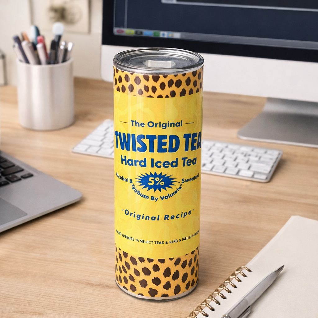 Twisted Tea Leopard Print Skinny Tumbler – 20 oz