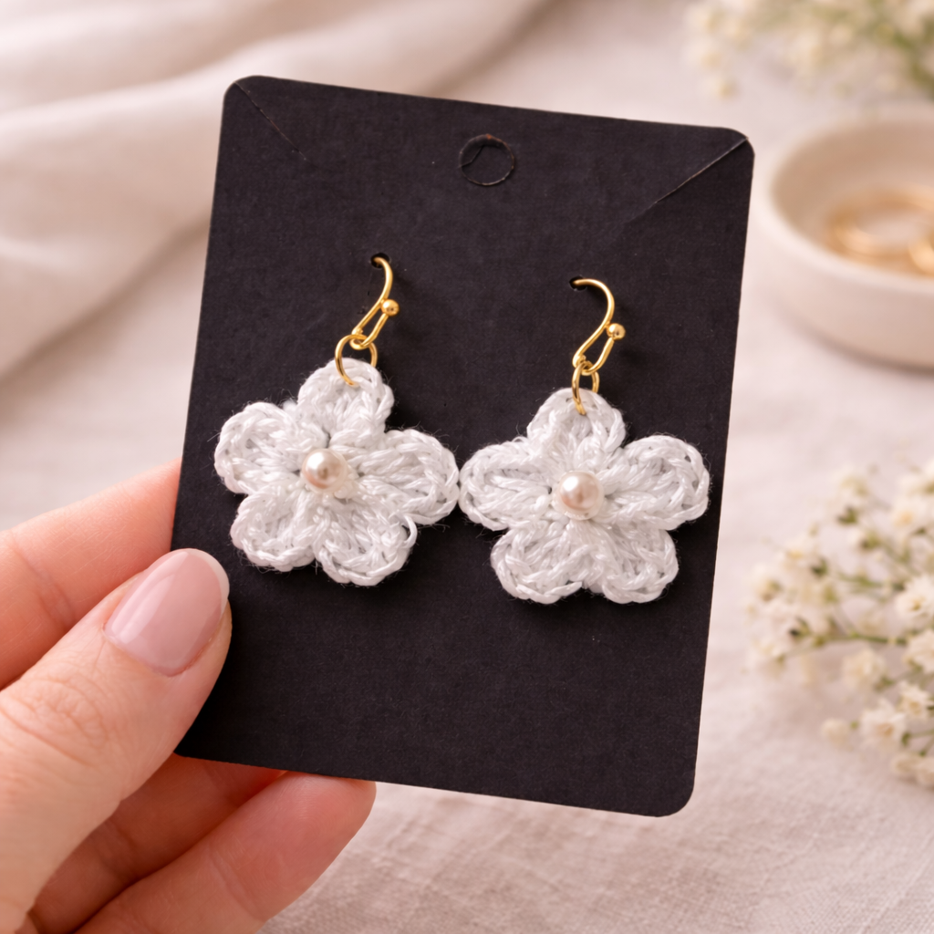 🌸 Crochet Flower Earrings – Handmade Floral Jewelry
