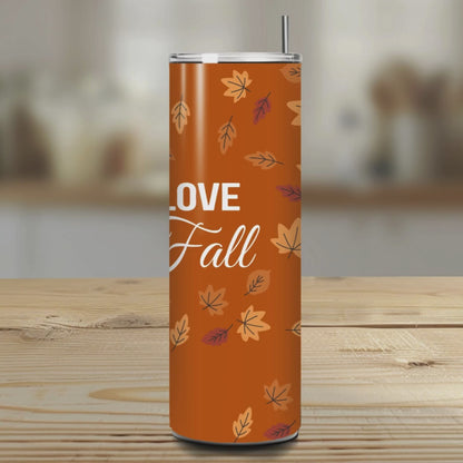 I Love Fall 20oz Skinny Tumbler – Autumn Leaves Drinkware