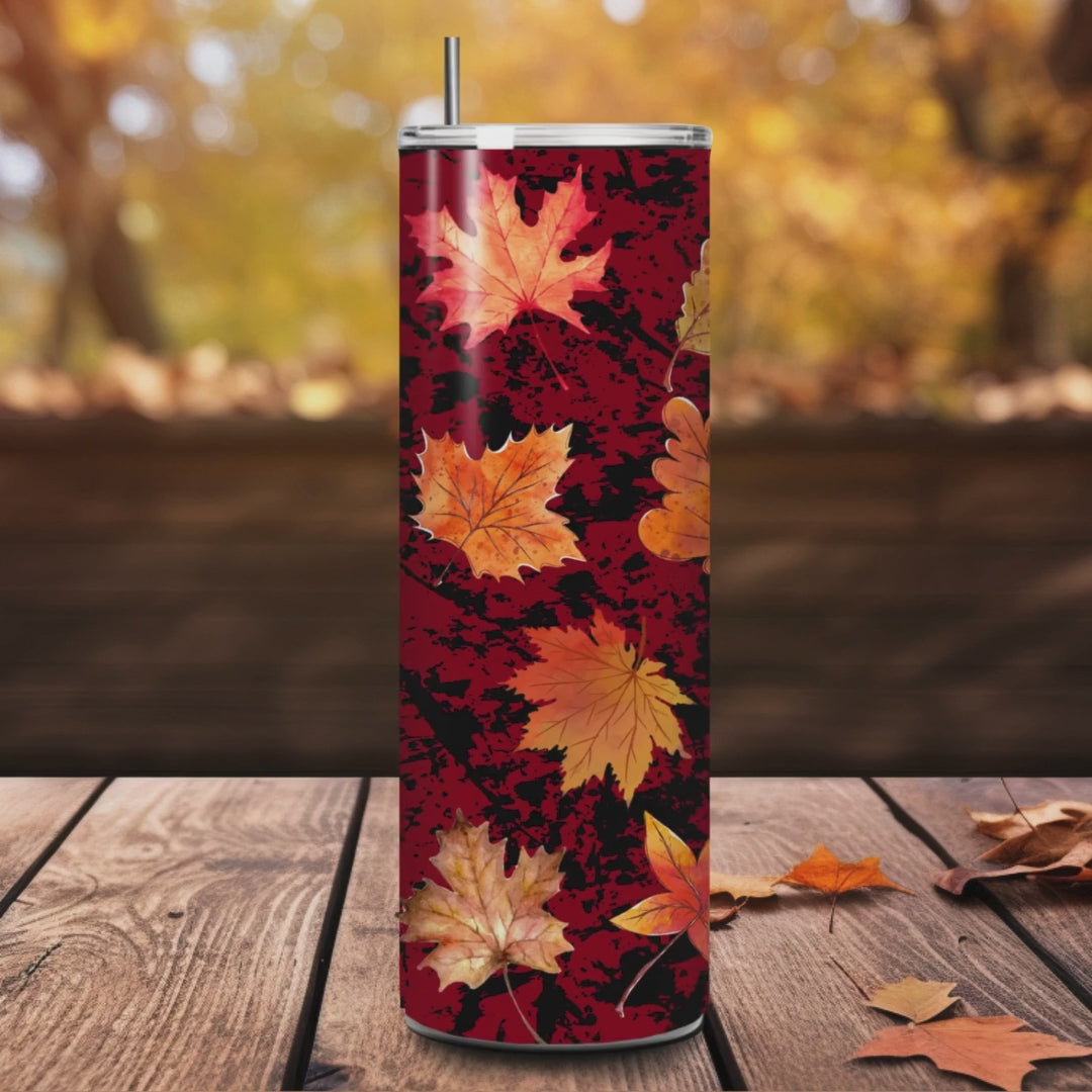 Add some autumn vibes to your on-the-go routine with our Autumn Leaves Grunged Tumbler. Embrace the fall spirit with this travel tumbler and enjoy your favorite hot or cold beverages wherever you go. Make a statement and keep your drinks at the perfect temperature with this unique and playful tumbler.
