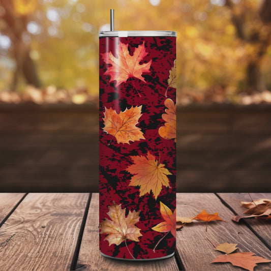 Add some autumn vibes to your on-the-go routine with our Autumn Leaves Grunged Tumbler. Embrace the fall spirit with this travel tumbler and enjoy your favorite hot or cold beverages wherever you go. Make a statement and keep your drinks at the perfect temperature with this unique and playful tumbler.