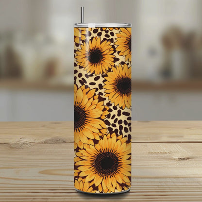 Leopard Sunflower 20oz Stainless Steel Tumbler