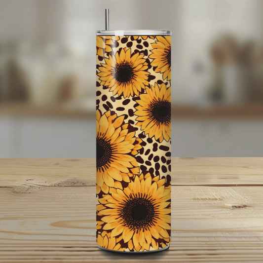 Leopard Sunflower 20oz Stainless Steel Tumbler