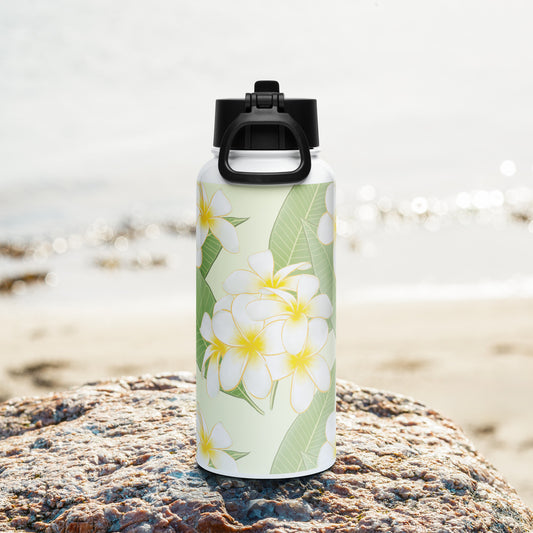 Plumeria stainless tumbler with lid